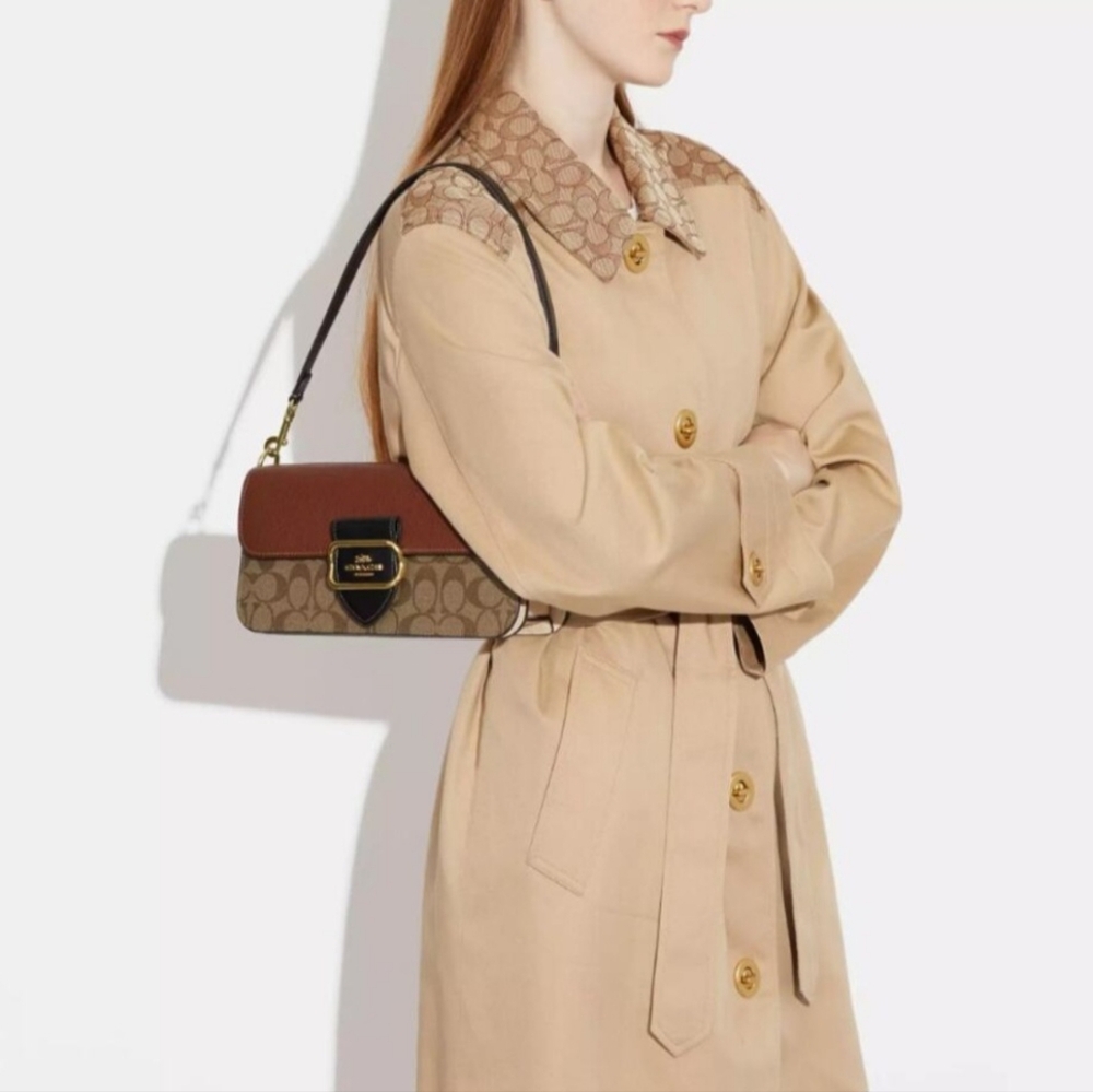 Coach Morgan Signature Color Block Shoulder Bag in Brown, Tan & Black - Picture 7 of 7